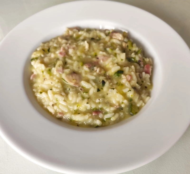 RISOTTO CON CALABACIN Y BEICON